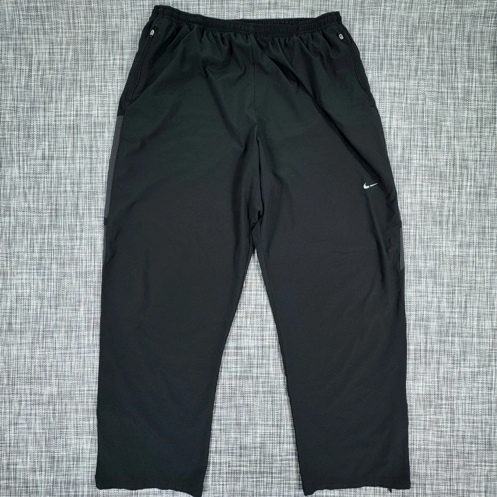 Nike Mens Pants Fit Dry Track Athletic Black XXL Ankle Zip Pockets Elastic Waist
